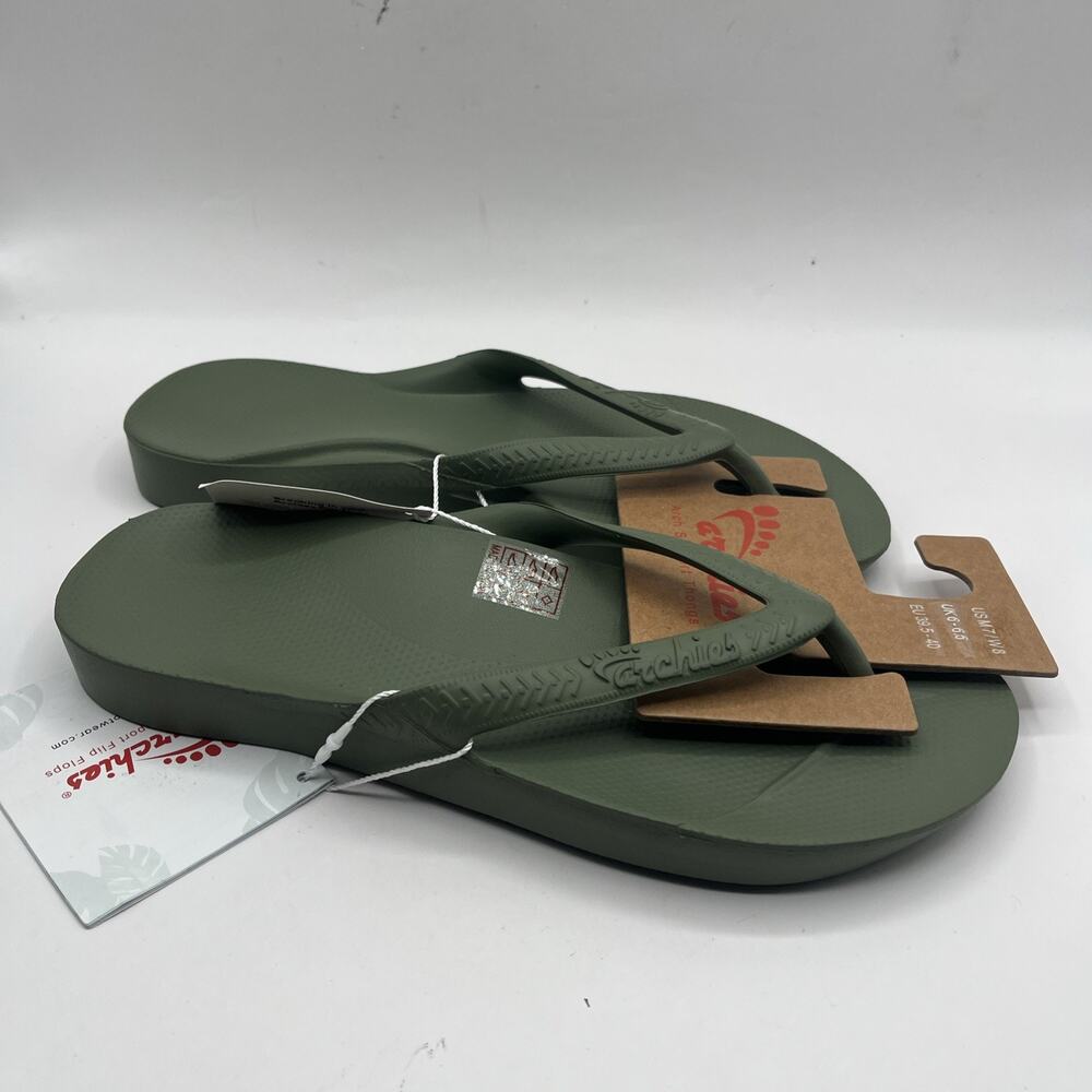 Archies Flip Flops Sandals Unisex Olive Green Arch Support Sz US M 7 W 8 NWT - Picture 3 of 8